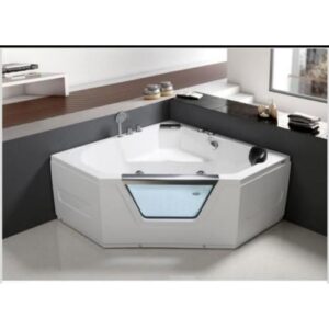 جاكوزي زاوية أكريليك مزود بنظام تدليك مائي — 135×135 سم — أبيض