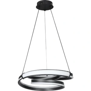 نجفة معلقة مودرن بحلقات حلزونية — أسود، 135 واط، 3 أوضاع إضاءة