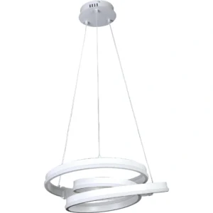 نجفة معلقة مودرن بحلقات حلزونية أبيض — 135 واط، ثلاث درجات إضاءة