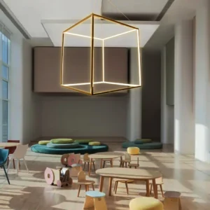 ثريا مودرن ذهبية — إنارة صفراء 135 واط، قطر 800 مم (متوفر فقط في جدة والرياض)