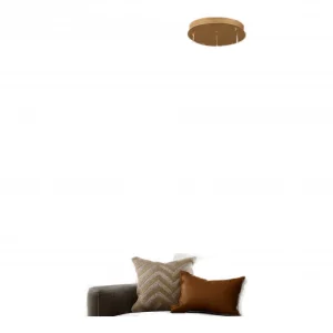 Modern gold chandelier with three 15W bulbs and yellow light