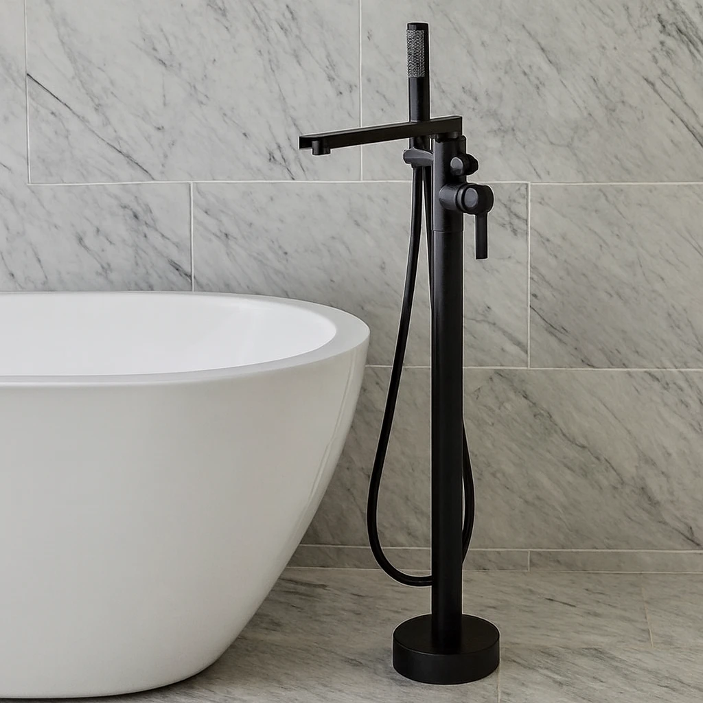 خلاط بانيو أرضي دائري بارتفاع 1.5 متر — أسود