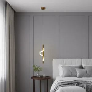 Modern chandelier in an olive green color with 15W yellow light