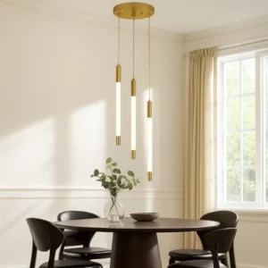 Modern chandelier, olive green - 15W yellow light