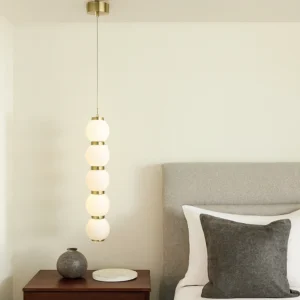 Modern chandelier in an olive green color with yellow lighting — 15 watts