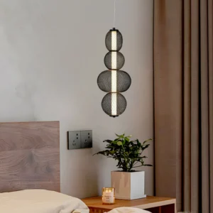 Modern black chandelier with three 15W bulbs, 500mm diameter