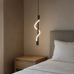 Modern black chandelier with yellow light, 15 watts, single