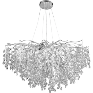 نجف مودرن فضي مع قطع شفافة — 15 لمبة بمقبس E14