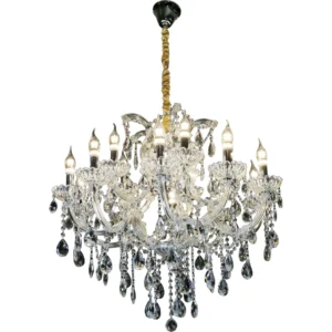 نجف شمعدان فضي 15 لمبة (E14) — ارتفاع 760 مم، قطر 820 مم