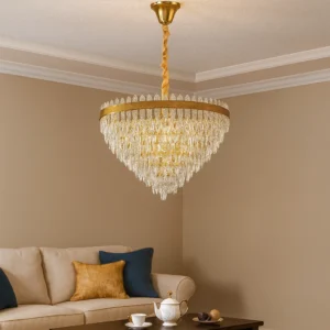 نجف مودرن ذهبي 15 لمبة E14 — قطر 80 سم