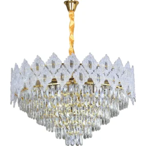 نجف مودرن برو كريستال 15×E14 قطر 80 سم — ذهبي