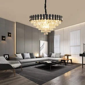 ثريا مودرن أسود وذهبي، 15 لمبة E14، قطر 80 سم