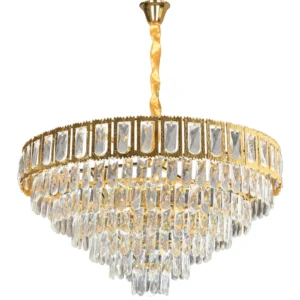 ثريا معلقة مودرن ذهبية، مزودة بـ 15 لمبة E14 — قطر 80 سم