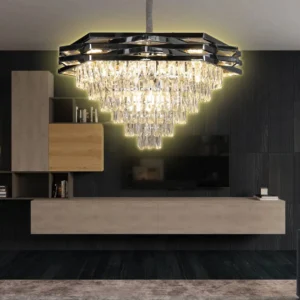 نجف شيمر بكريستال فضي، 15 لمبة E14، قطر 80 سم