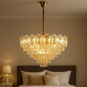 نجف عصري ذهبي 15 لمبة (E14) — قطر 80 سم