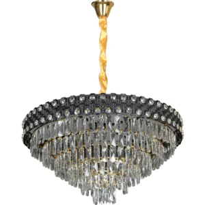 ثريا معلقة مودرن بالأسود والذهبي، 15 لمبة E14، مقاس 800 ملم