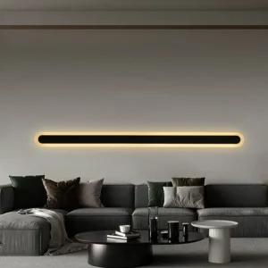 أبليك جداري مودرن أسود بشريط إضاءة أصفر — 150 سم