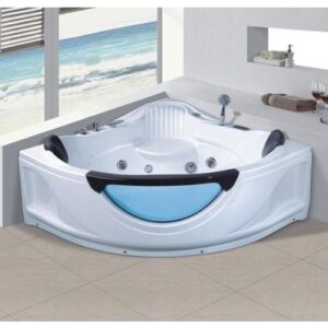 جاكوزي زاوية بتصميم عصري ومزود بنظام تدليك مائي — 150×150 سم — أبيض