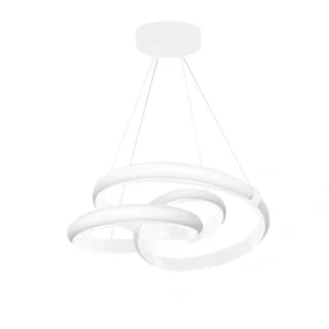 مصباح معلّق مودرن حلزوني على شكل حلقة، أبيض، 150 واط، ثلاث درجات إضاءة