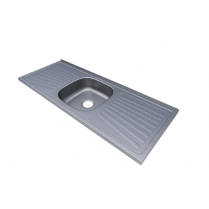 مغسلة مطبخ ستانلس ستيل بحوض مركزي - التقنية الوطنية - 150×50 سم