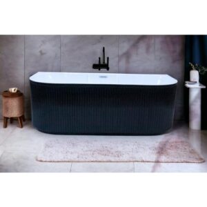 بانيو أكريليك يونكس طويق بتصميم نصف قمر — 150×75 سم — أبيض/أسود