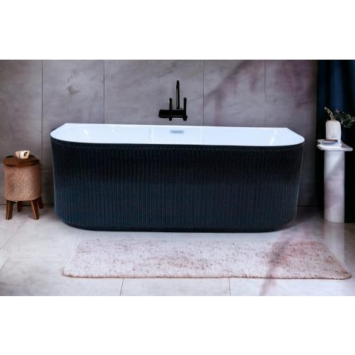 بانيو أكريليك يونكس طويق بتصميم نصف قمر — 150×75 سم — أبيض/أسود