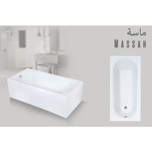 حوض استحمام مستطيل بحري (بحريني) من ماسة — 150×80 سم، أبيض