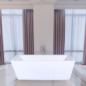 بانيو أكريليك مستطيل بحواف مشطوفة من يونكس — 150×80 سم — أبيض