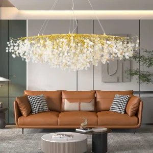 نجف مودرن ذهبي وعسلي بزجاج شفاف، 16 لمبة E14، قطر 1600 ملم