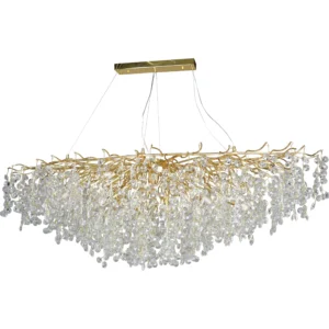 نجف مودرن ذهبي بقطر 160 سم مع ظلال شفافة — 16 لمبة E14