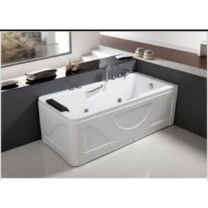 جاكوزي مستطيل فاخر 160×80 سم — أبيض مع فتحة تصريف على اليسار