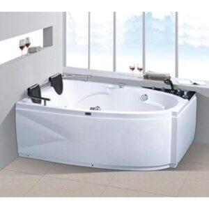 جاكوزي زاوية بتصميم عصري أبيض مقاس 170×110 سم — جهة التركيب: يسار