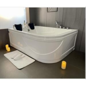 جاكوزي مستطيل فاخر بنظام الدوامة — 170×120 سم — أبيض — جهة اليمين