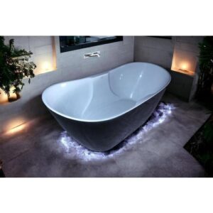 بانيو رهف من يونكس قائم بذاته — 170 × 75 سم — أبيض/أسود