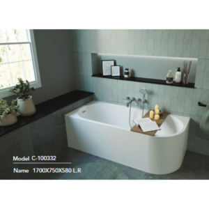 بانيو مغطّس كلاسيكي أبيض مقاس 170×75 سم