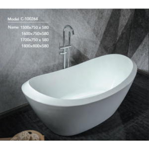 حوض استحمام كلاسيكي أبيض 170×75 سم — ضمان ١٠ سنوات