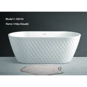 بانيو أكريليك حديث بتصميم بيضاوي مضلع — 170×75 سم، أبيض