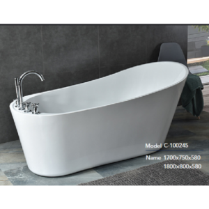 بانيو أبيض بتصميم كلاسيكي — مقاس 170×75 سم