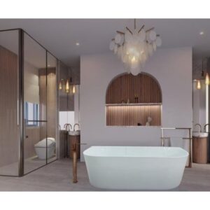 بانيو أكريليك يونكس بنمط نصف قمر - 170×75 سم - أبيض