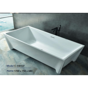 بانيو كلاسيكي أبيض مغطس — 170×75 سم