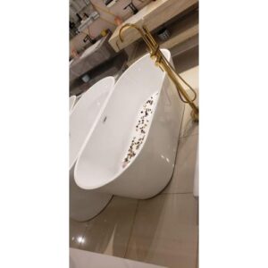 حوض استحمام كلاسيكي بيضاوي قائم بذاته — أبيض — 170 × 75 سم