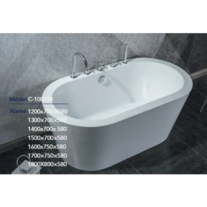 بانيو كلاسيكي أبيض بمقاس 170×75 سم