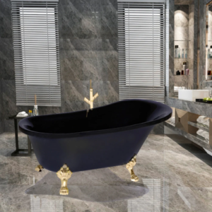 بانيو مستقل بتصميم فرعوني — 170×77 سم — أسود مع أرجل مخلبية