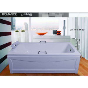 حوض استحمام أكريليك مغطس للتركيب فوق البلاط مع زخرفة جانبية — مقاس 170×80 سم