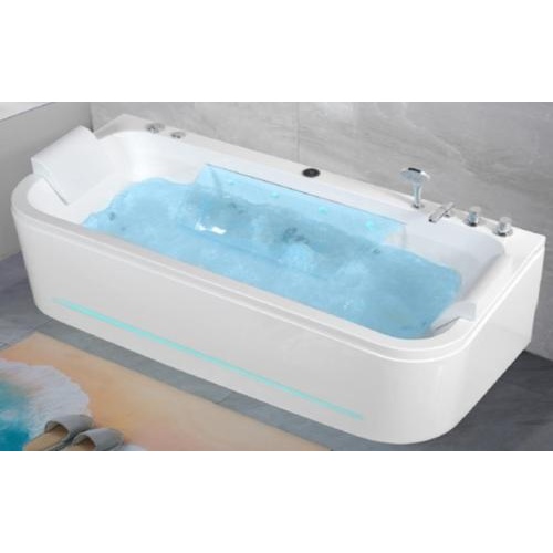 بانيو جاكوزي مستطيل مع نظام تدليك — أبيض — 170 × 85 سم — جهة اليمين