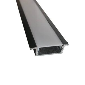 بروفايل ألمنيوم موديل 1707 أسود مع شفة — طول 2 متر