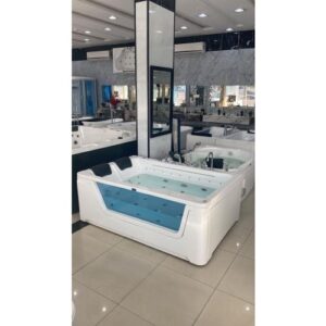 جاكوزي مستطيل بنظام شلال وجانب شفاف - 172×120 سم - أبيض