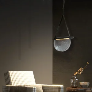 Modern black pendant with yellow lighting (single)