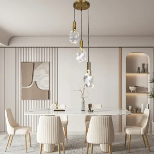 Modern chandelier in an olive green color