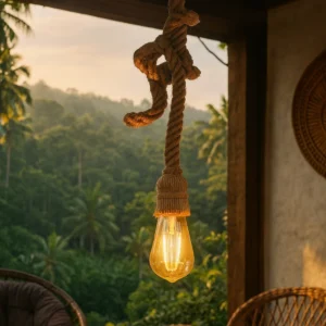 معلقة مفردة بحبل بوهيمي — خيار مثالي للمطابخ والكافيهات، حبل متين وإضاءة فاخرة، طول 1 متر، E27